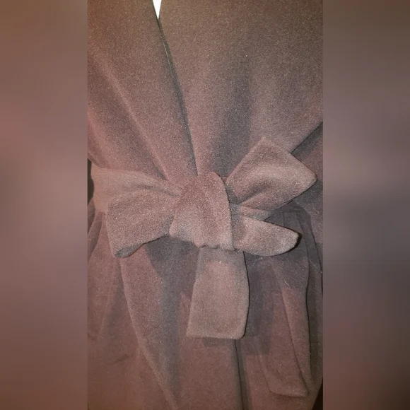 Vintage 100% cashmere rich chocolate brown wraparound huge collar 2XL maxi coat - Picture 3 of 16